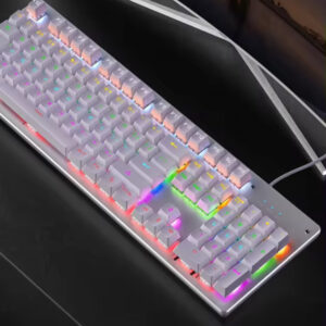 Gaming Mechanical Keyboard punk Round Retro Keycap Backlit USB Wired Computer Peripherals AZERTY Layout shaft Replaceable shaft